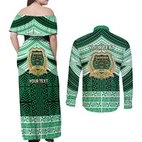 Personalised Tonga Saineha High School Couples Matching Off Shoulder Maxi Dress and Long Sleeve Button Shirt Polynesian Ngatu Tribal LT9 - Polynesian Pride