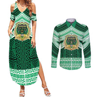 Personalised Tonga Saineha High School Couples Matching Summer Maxi Dress and Long Sleeve Button Shirt Polynesian Ngatu Tribal