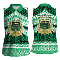 Personalised Tonga Saineha High School Women Sleeveless Polo Shirt Polynesian Ngatu Tribal LT9 - Polynesian Pride