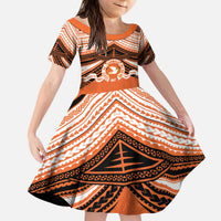 Personalised Tonga Tailulu College Kid Short Sleeve Dress Polynesian Ngatu Tribal