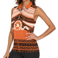Personalised Tonga Tailulu College Women Sleeveless Polo Shirt Polynesian Ngatu Tribal LT9 - Polynesian Pride