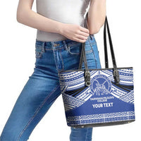 Personalised Tonga Taufa'ahau Pilolevu College Leather Tote Bag Polynesian Ngatu Tribal