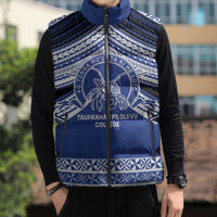 Personalised Tonga Taufa'ahau Pilolevu College Sleeveless Puffer Jacket Polynesian Ngatu Tribal - Polynesian Pride