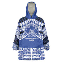 Personalised Tonga Taufa'ahau Pilolevu College Wearable Blanket Hoodie Polynesian Ngatu Tribal LT9 One Size Blue - Polynesian Pride