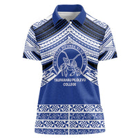 Personalised Tonga Taufa'ahau Pilolevu College Women Polo Shirt Polynesian Ngatu Tribal LT9 Female Blue - Polynesian Pride
