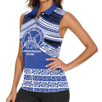 Personalised Tonga Taufa'ahau Pilolevu College Women Sleeveless Polo Shirt Polynesian Ngatu Tribal LT9 - Polynesian Pride