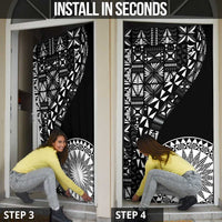 Black Tongan Ngatu Fonulei Pattern Door Cover - Polynesian Pride