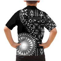 Black Tongan Ngatu Fonulei Pattern Family Matching Mermaid Dress and Hawaiian Shirt LT9 - Polynesian Pride