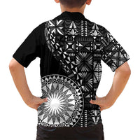 Black Tongan Ngatu Fonulei Pattern Family Matching Puletasi and Hawaiian Shirt LT9 - Polynesian Pride