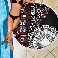 Red Tongan Ngatu Fonulei Pattern Beach Blanket