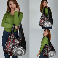 Red Tongan Ngatu Fonulei Pattern Grocery Bag