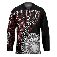 Red Tongan Ngatu Fonulei Pattern Hockey Jersey - Polynesian Pride