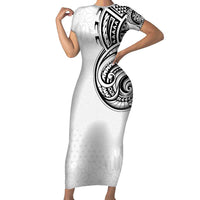 Hawaii and Japanese Culture Personalised Family Matching Short Sleeve Bodycon Dress and Hawaiian Shirt With Polynesian Tribal Tattoo Style LT9 Mom's Dress White - Polynesian Pride
