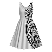 Hawaii and Japanese Culture Personalised Midi Dress With Polynesian Tribal Tattoo Style LT9 White - Polynesian Pride