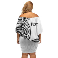 Hawaii and Japanese Culture Personalised Off Shoulder Short Dress With Polynesian Tribal Tattoo Style LT9 - Polynesian Pride