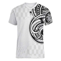 Hawaii and Japanese Culture Personalised Women V-Neck T-Shirt With Polynesian Tribal Tattoo Style LT9 Female White - Polynesian Pride