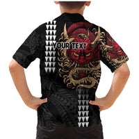 Hawaii and Japanese Oni Mask Personalised Family Matching Mermaid Dress and Hawaiian Shirt Kakau Pattern Dark Art Style LT9 - Polynesian Pride