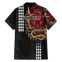 Hawaii and Japanese Oni Mask Personalised Family Matching Puletasi and Hawaiian Shirt Kakau Pattern Dark Art Style LT9 - Polynesian Pride