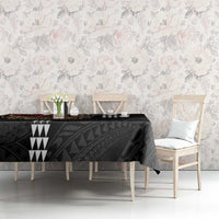 Hawaii and Japanese Oni Mask Personalised Tablecloth Kakau Pattern Dark Art Style