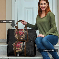 Hawaii and Japanese Oni Mask Personalised Travel Bag Kakau Pattern Dark Art Style - Polynesian Pride