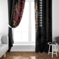 Hawaii and Japanese Oni Mask Personalised Window Curtain Kakau Pattern Dark Art Style
