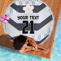 Japan Pacific Rugby 2022-23 Custom Beach Blanket Black Sakura Japanese Wave Pattern