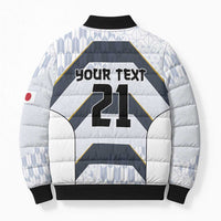 Japan Pacific Rugby 2022-23 Custom Bomber Puffer Jacket Black Sakura Japanese Wave Pattern - Polynesian Pride