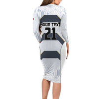 Japan Pacific Rugby 2022-23 Custom Family Matching Long Sleeve Bodycon Dress and Hawaiian Shirt Black Sakura Japanese Wave Pattern