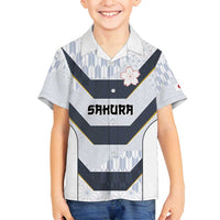 Japan Pacific Rugby 2022-23 Custom Family Matching Off Shoulder Maxi Dress and Hawaiian Shirt Black Sakura Japanese Wave Pattern LT9 Son's Shirt Black - Polynesian Pride
