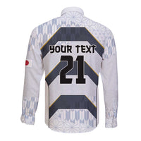 Japan Pacific Rugby 2022-23 Custom Long Sleeve Button Shirt Black Sakura Japanese Wave Pattern