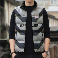 Japan Pacific Rugby 2022-23 Custom Sleeveless Puffer Jacket Black Sakura Japanese Wave Pattern - Polynesian Pride