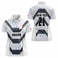 Japan Pacific Rugby 2022-23 Custom Women Polo Shirt Black Sakura Japanese Wave Pattern