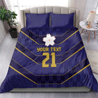 Japan Pacific Rugby 2022-23 Custom Bedding Set Blue Sakura Japanese Wave Pattern