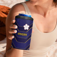 Japan Pacific Rugby 2022-23 Custom 4 in 1 Can Cooler Tumbler Blue Sakura Japanese Wave Pattern