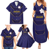 Japan Pacific Rugby 2022-23 Custom Family Matching Summer Maxi Dress and Hawaiian Shirt Blue Sakura Japanese Wave Pattern LT9 - Polynesian Pride