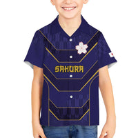 Japan Pacific Rugby 2022-23 Custom Kid Hawaiian Shirt Blue Sakura Japanese Wave Pattern