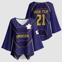 Japan Pacific Rugby 2022-23 Custom Kimono Sleeve Blouse Blue Sakura Japanese Wave Pattern - Polynesian Pride