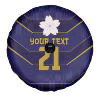 Japan Pacific Rugby 2022-23 Custom Spare Tire Cover Blue Sakura Japanese Wave Pattern