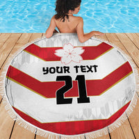 Japan Pacific Rugby 2022-23 Custom Beach Blanket Red Sakura Japanese Wave Pattern
