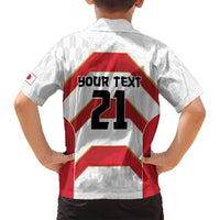 Japan Pacific Rugby 2022-23 Custom Family Matching Long Sleeve Bodycon Dress and Hawaiian Shirt Red Sakura Japanese Wave Pattern