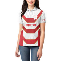 Japan Pacific Rugby 2022-23 Custom Women Polo Shirt Red Sakura Japanese Wave Pattern