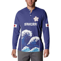 Japan Pacific Rugby Custom Button Sweatshirt Go Sakura Japanese Wave Pattern