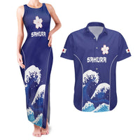 Japan Pacific Rugby Custom Couples Matching Tank Maxi Dress and Hawaiian Shirt Go Sakura Japanese Wave Pattern
