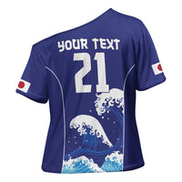Japan Pacific Rugby Custom Cross Shoulder Shirt Go Sakura Japanese Wave Pattern - Polynesian Pride