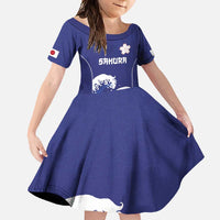 Japan Pacific Rugby Custom Family Matching Mermaid Dress and Hawaiian Shirt Go Sakura Japanese Wave Pattern LT9 Daughter's Dress Blue - Polynesian Pride