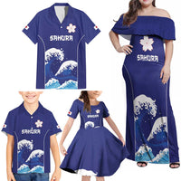 Japan Pacific Rugby Custom Family Matching Off Shoulder Maxi Dress and Hawaiian Shirt Go Sakura Japanese Wave Pattern LT9 - Polynesian Pride