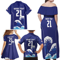 Japan Pacific Rugby Custom Family Matching Off Shoulder Maxi Dress and Hawaiian Shirt Go Sakura Japanese Wave Pattern LT9 - Polynesian Pride