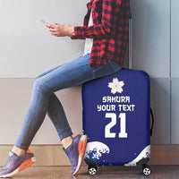 Japan Pacific Rugby Custom Luggage Cover Go Sakura Japanese Wave Pattern