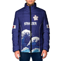 Japan Pacific Rugby Custom Padded Jacket Go Sakura Japanese Wave Pattern - Polynesian Pride