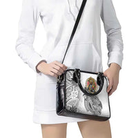 Japanese Samurai Warrior Shoulder Handbag White Polynesian Tattoo Style